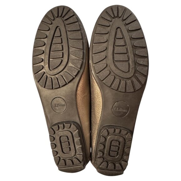 L.L. Bean Women’s Leather Driving Moccasin Loafers Metallic gold tone Size 10 M - Picture 3 of 6
